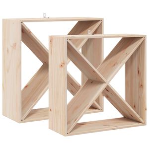 vidaXL Vīna plaukts 2 pcs Dabiska 62 x 25 x 62 cm Ciets priedes koks