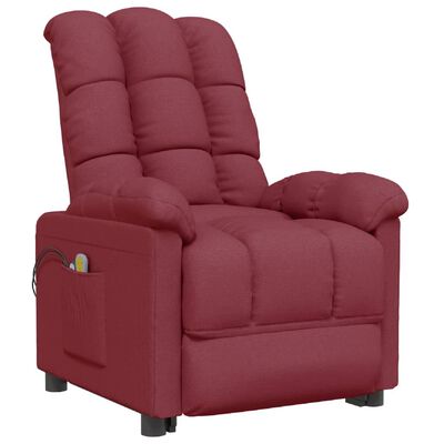 vidaXL elektrisks masāžas krēsls, vīnsarkans audums