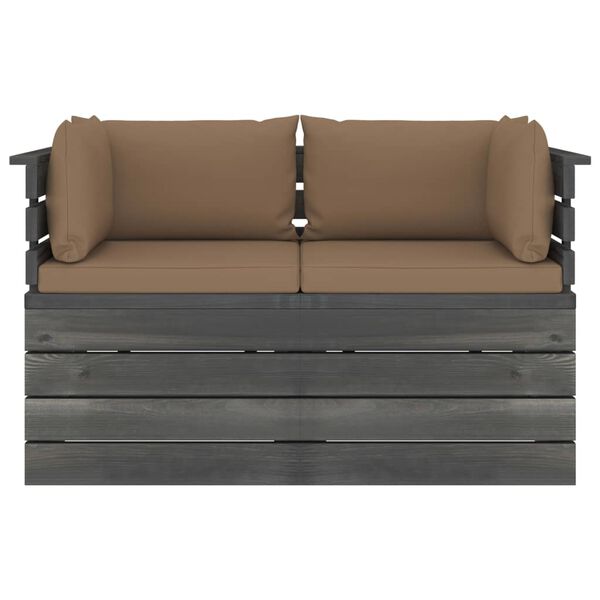 vidaXL 2-vietīgs dārza pale&scaron;u dīvāns ar matračiem, priedes masīvkoks