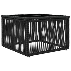 vidaXL Dārza galds Melns 55 x 55 x 37 cm PE Rattan un stikls