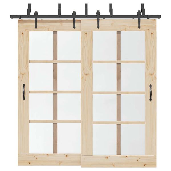 vidaXL bīdāmo durvju sistēma, 213,5 cm, melns tērauds