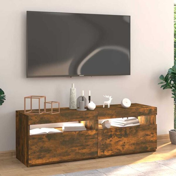 vidaXL TV skapītis ar LED lampiņām, ozolkoka krāsa, 120x35x40 cm