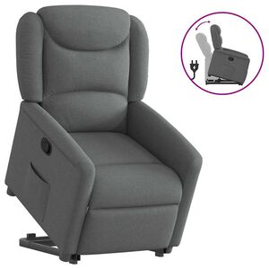 vidaXL atpūtas krēsls, paceļams, atgāžams, tum&scaron;i pelēks audums