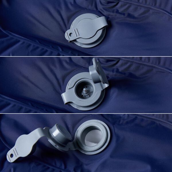 vidaXL pa&scaron;piepū&scaron;ams kempinga matracis, spilvens vienvietīgs tum&scaron;i zils