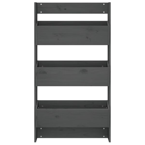 vidaXL puķu kaste, 3 līmeņi, 60x18,5x110 cm, pelēka, priedes masīvkoks