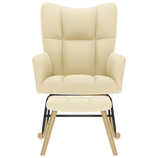 vidaXL &scaron;ūpuļkrēsls ar kājsoliņu, krēmkrāsas audums