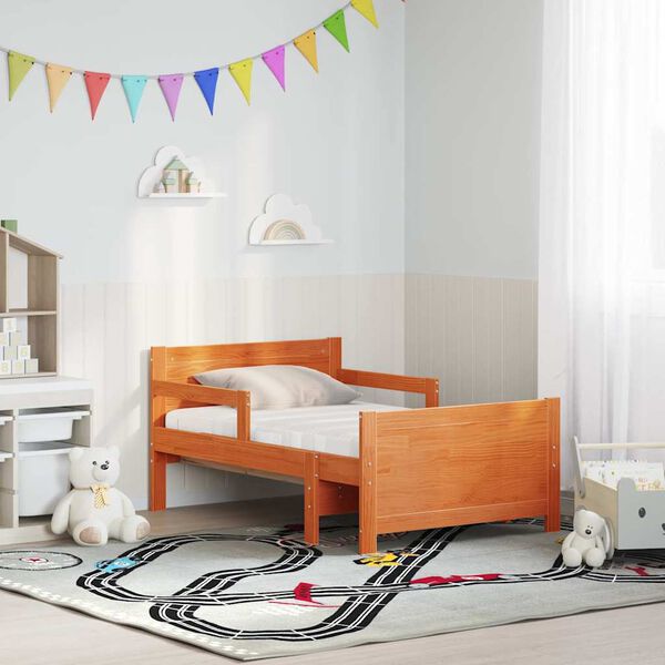 vidaXL Gultas rāmis ar matraci Brūna 80 x 200 cm Ciets priedes koks