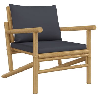 vidaXL dārza krēsli ar tumši pelēkiem matračiem, 2 gab., bambuss