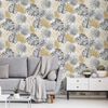 DUTCH WALLCOVERINGS tapete, monsteras lapu apdruka, melna