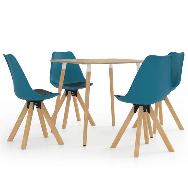 vidaXL 5-daļīgs virtuves mēbeļu komplekts, melns un tirkīzzils