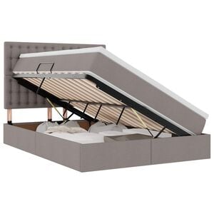 vidaXL Gulta ar uzglabā&scaron;anas vietu un matraci Pelēkbrūna 140 x 190 cm