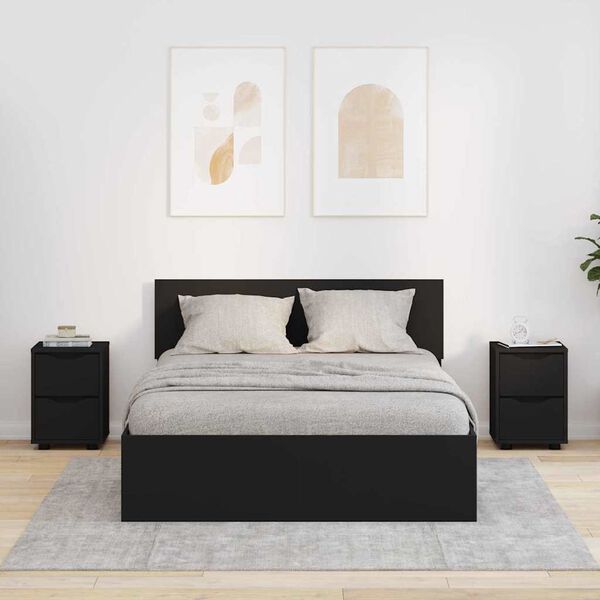 vidaXL Nakts skapī&scaron;i 2 pcs Melna 30,5 x 30 x 43 cm Inženierijas koks