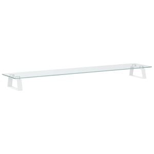 vidaXL monitora statīvs, 100x20x8 cm, balts, rūdīts stikls, metāls