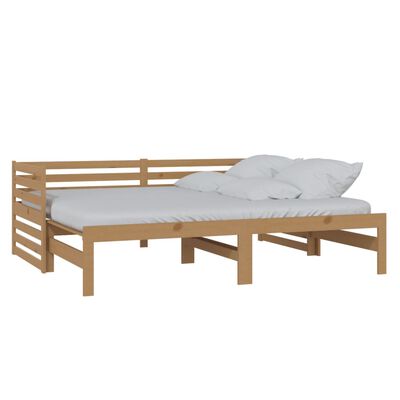 vidaXL izvelkama gulta, medus brūna, priedes masīvkoks, 2x(90x200) cm