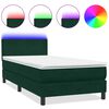 vidaXL atsperu gulta ar matraci, LED, tum&scaron;i zaļ&scaron; samts, 80x220 cm