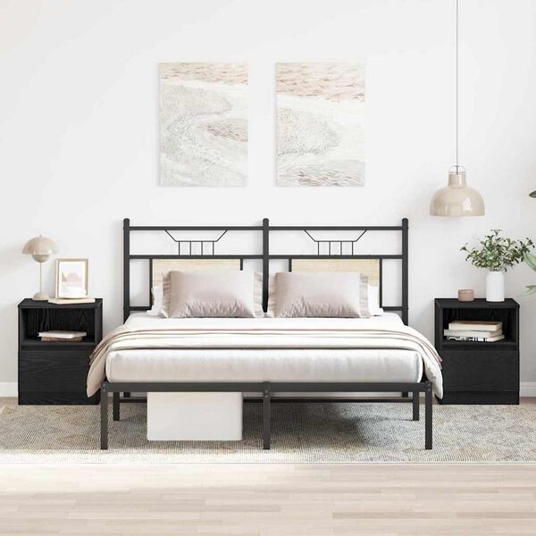 vidaXL Nakts skapītis 2 pcs Melns ozolkoks 40 x 40 x 50 cm