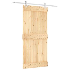 vidaXL Slīdo&scaron;ās durvis 95 x 210 cm Cieta priedes koks (neapstrādāts)