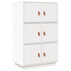 vidaXL augstais skapītis, balts, 67x40x108,5 cm, priedes masīvkoks