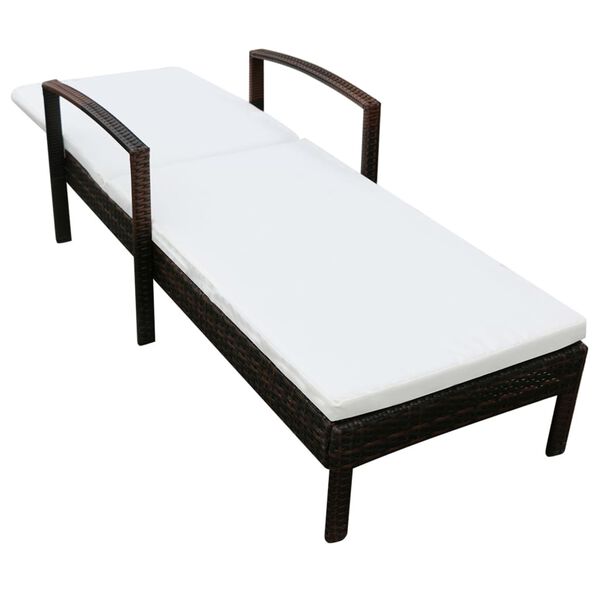 vidaXL sauļo&scaron;anās zvilnis ar matraci, brūna PE rotangpalma