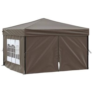 vidaXL saliekama nojume ar sienām, pelēkbrūna, 3x3 m