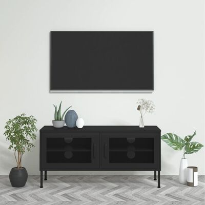 vidaXL TV skapītis, 105x35x50 cm, tērauds, melns