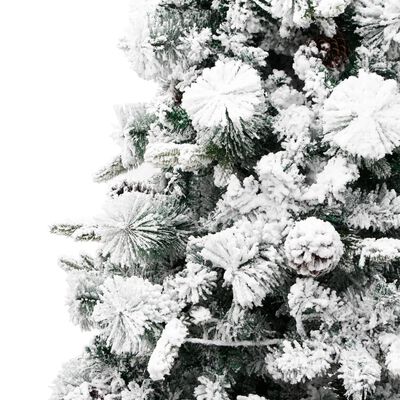 vidaXL Ziemassvētku egle ar čiekuriem un sniegu, 195 cm, PVC un PE
