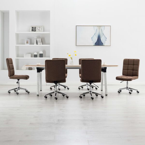 vidaXL virtuves krēsli, 6 gab., brūns audums