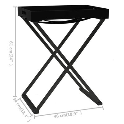 vidaXL galdiņš, salokāms, melns, 48x34x61 cm, MDF