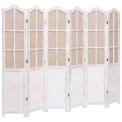 vidaXL 6 paneļu istabas aizslietnis, balts, 210x165 cm, audums