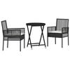 vidaXL Dārza bistro komplekts 3 pcs Melna poliratāns