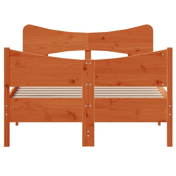 vidaXL gulta bez matrača, vaska brūnas, 120x200 cm, priedes masīvkoks