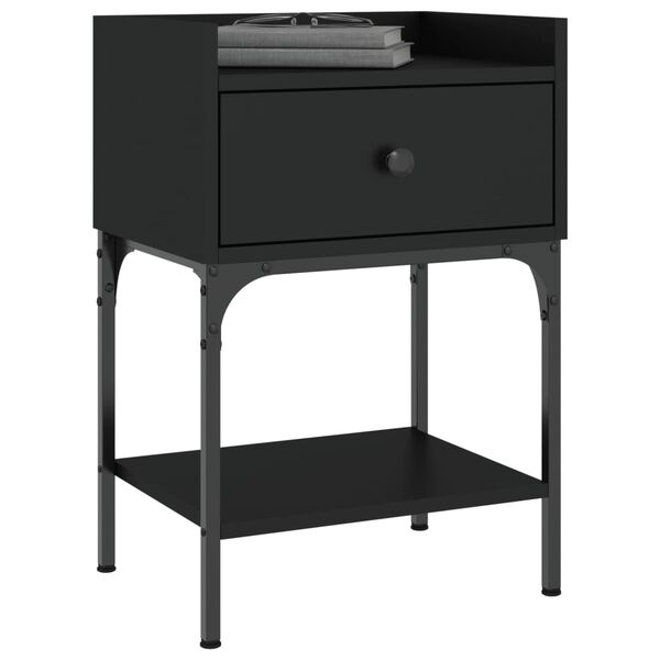 vidaXL naktsgaldiņi, 2 gab., melni, 40,5x31x60 cm, inženierijas koks