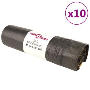 vidaXL atkritumu maisi ar aukliņām, 250 gab., melni, 35 L