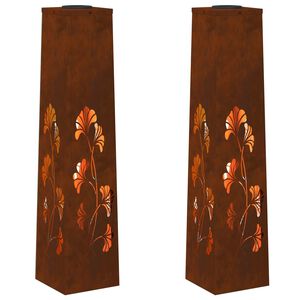 vidaXL Saules LED ceļa gaisma 2 gab. Silti balts 18 x 18 x 80 cm