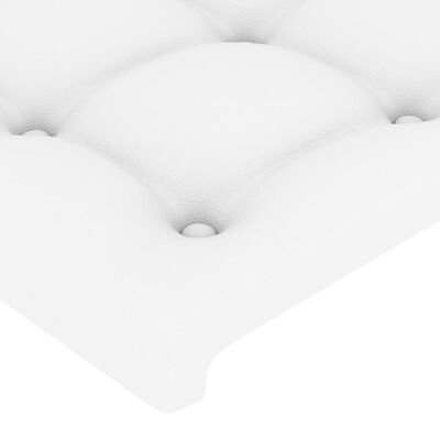 vidaXL gultas rāmis ar galvgali, balts, 140x200 cm, mākslīgā āda
