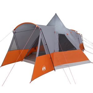 vidaXL Teepee telts 8 personām 8 personai Pelēka un oranža