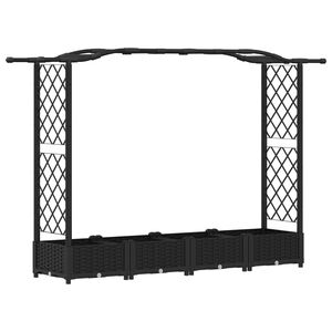vidaXL Pacelta gulta ar treliem un jumtu Melns 207 x 40 x 123 cm PP