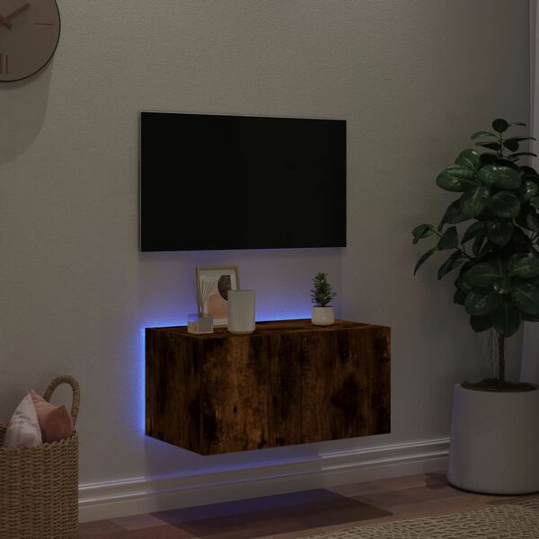 vidaXL TV plaukti ar LED lampiņām, 60x35x31 cm, ozolkoka krāsā