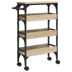 vidaXL Virtuves ratiņ&scaron; Sonoma ozols 53 x 20 x 76 cm Inženierijas koks