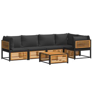 vidaXL 6-daļīgs dārza atpūtas mēbeļu komplekts ar matračiem, akācija