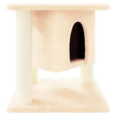 vidaXL kaķu māja ar sizala stabiem nagu asināšanai, 37 cm, krēmkrāsas