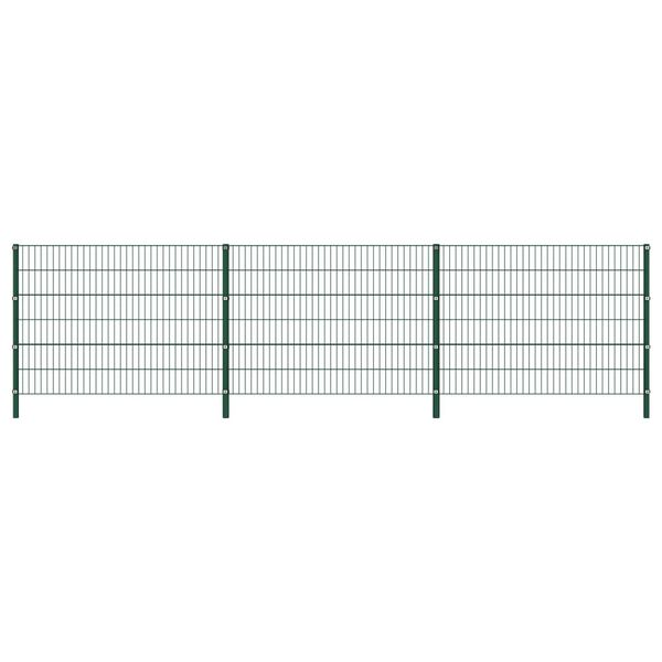 vidaXL žoga panelis ar stabiem, dzelzs, 522x120 cm, zaļ&scaron;