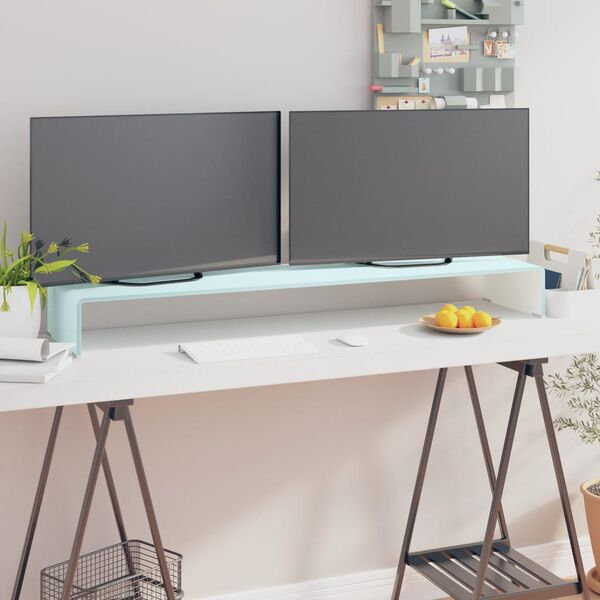 vidaXL TV statīvs, monitora paliktnis, 120x30x13 cm, zaļ&scaron; stikls