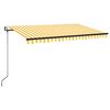 vidaXL izvelkama markīze, LED, vēja sensors, dzeltenbalta, 400x350 cm