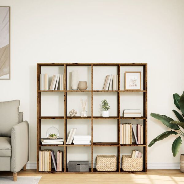 vidaXL grāmatu plaukts, veca koka, 137,5x29x137,5cm, inženierijas koks