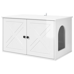 vidaXL Kaķu māja Spīdīga Balta 85 x 55 x 50,5 cm Inženierijas koks