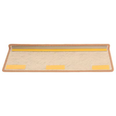 vidaXL kāpņu paklāji, 15 gab., pašlīmējoši, 65x21x4 cm, oranži