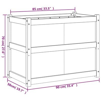 vidaXL dārza puķu kaste, 90x50x70 cm, priedes masīvkoks