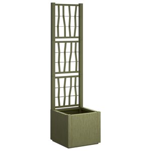 vidaXL Dārza puķu pods ar trellisi Zaļa 36 x 36 x 140 cm PP