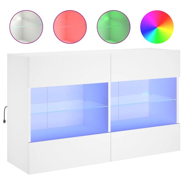 vidaXL TV galdiņ&scaron; ar LED lampiņām, balti, 98,5x30x60,5 cm